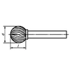 Борфреза сферическая с двойной насечкой, тип D 6х6х5х50 - 5